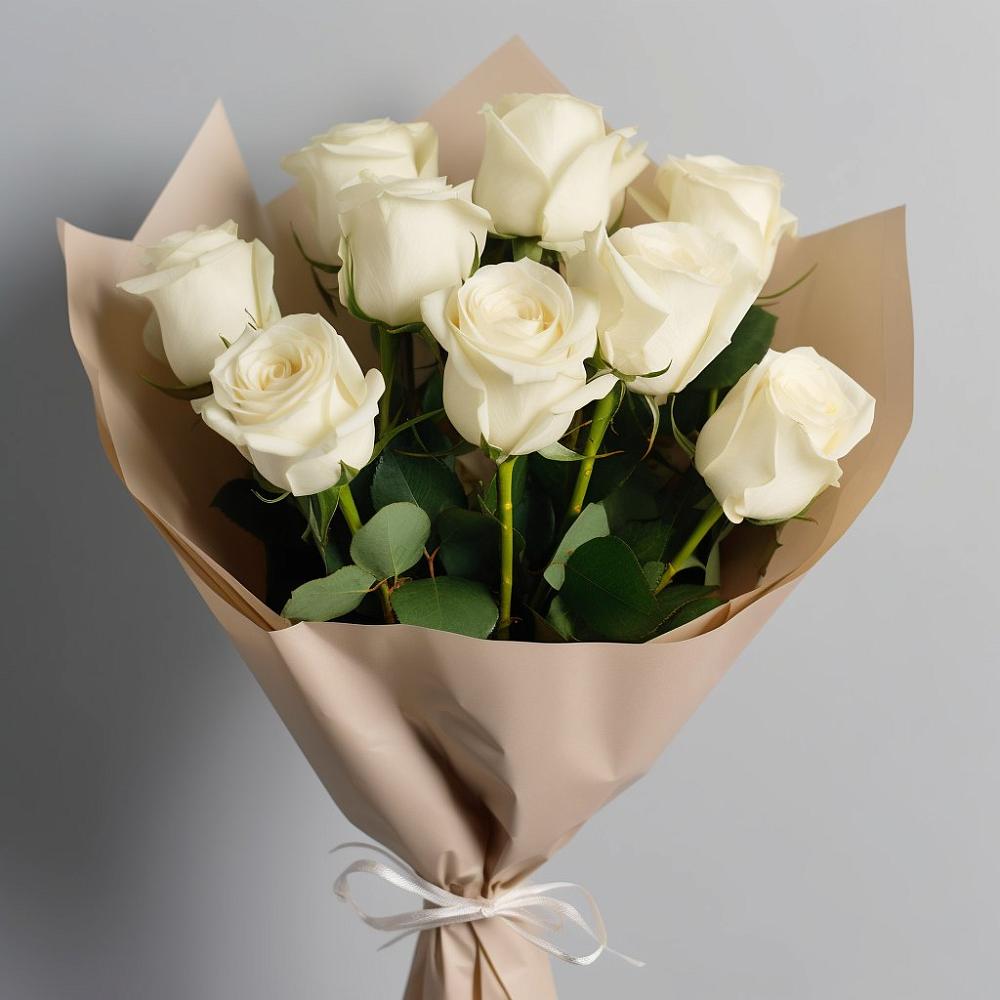 Букет 9 Белых роз Эдлесс Лав в Заинске