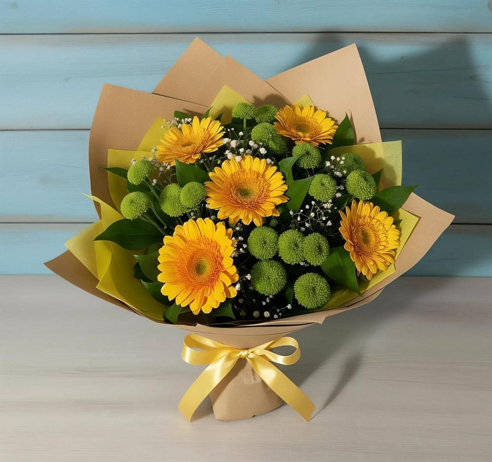 Букет цветов из: Герберы и Хризантемы в Заинске