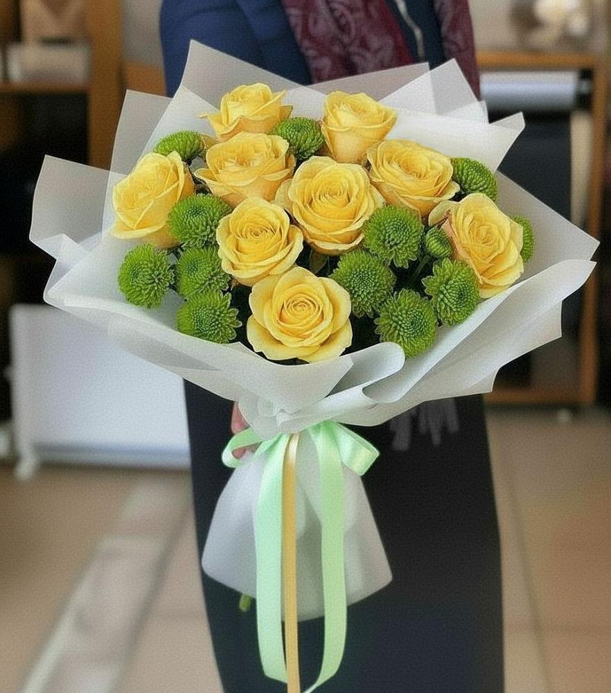 Букет цветов из: Хризантемы и Розы в Заинске