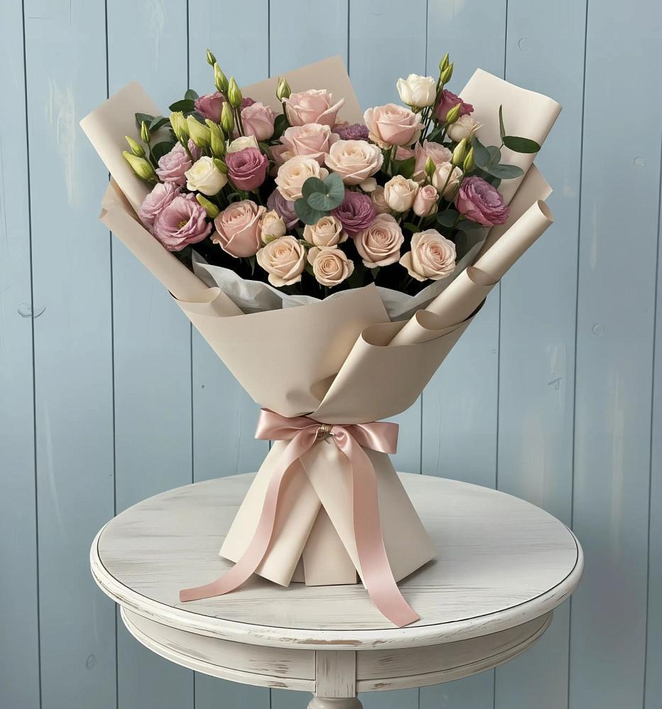 Букет цветов из: Розы и Лизиантусы в Заинске